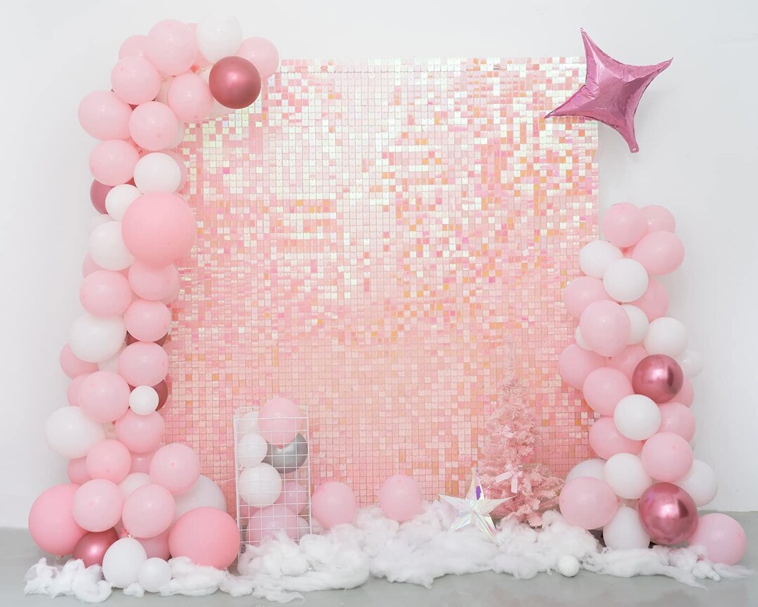 PINK Shimmer Wall Backdrop Sequins Backdrop Decoration Panels, Photo