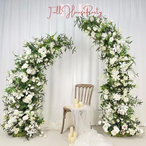 Wedding Arch FlowerArtificial Ivory Rose  Archway,Flower Row Arrrangement Marriage Wedding PillarFlower,Wedding Flower Party Event backdrop