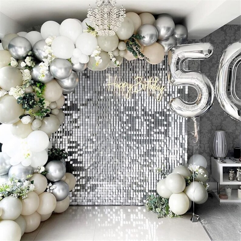 Silver Shimmer Wall Backdrop Sequins Backdrop Decoration Etsy