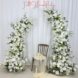 Wedding Archway Artificial Ivory Rose  Archway,Flower Row Arrrangement Marriage Wedding PillarFlower,Wedding Flower Party Event backdrop