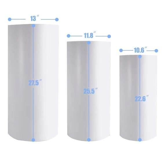 WUPIOS White Cylinder Stand For Party Pedestal Stand Set Of 3 Cylinder Stands Round Cylinder Pedestal Stands For Parties Dessert Table Display Pillars Cake Stand Cylinder For Wedding Birthday Props