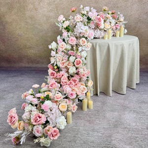 US Seller---Blush Pink Rose Floral Garland for Wedding Arch, Elegant Table Runner, Centerpiece Décor, Flower Arrangement for Aisle