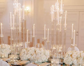 30% OFF | Ships from Houston | 50" Clear Acrylic Tall Candle Holder | Glass Hurricane Tube | Wedding Table Centerpiece