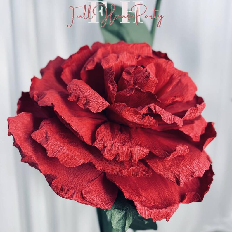 Ruffled Paper Roses Self Standing Paper Flowers - Standing Paper Flowers - Giant Red Paper ...