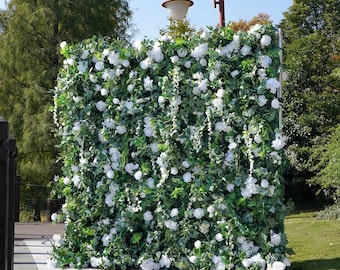 US Seller---5D  Flower Wall 8*8ft  - Flower Wall Rolling Up Curtain Wall, Fabric Flower Wall, Wedding Party Photo Backdrop