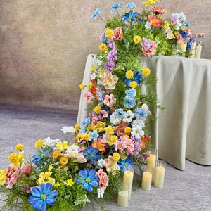 Wildflower-Inspired Floral Garland for Wedding Arch, Elegant Table Runner, Centerpiece Décor, Flower Arrangement for Aisle,Party Stage Décor