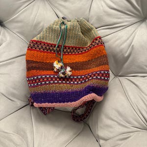 Handmade Peruvian Drawstring Backpack