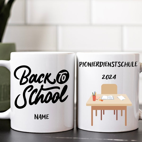 JW Pionierdienstschule Tasse Personalisiert - Predigtdienst, Geschenk Bruder, Papa, Schwester Freundin Kaffee Tee, Danke, Back to School