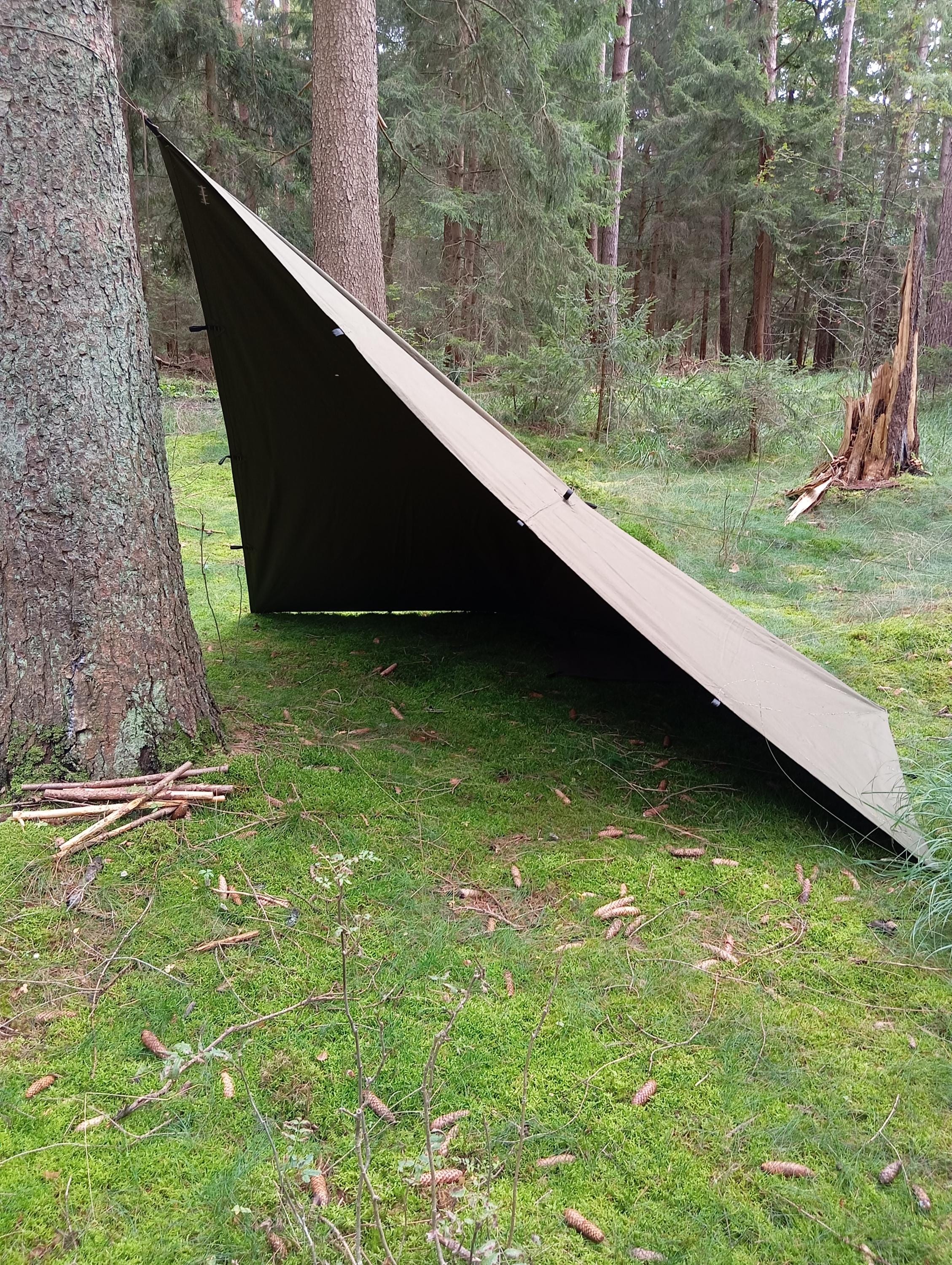 Tarp 3 X 3 Meters Olive Green Waxed Canvas Cotton 2.3kg