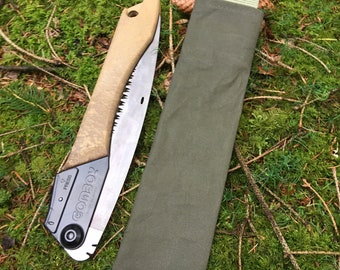 Silky Gomboy 240 Folding Saw Bushcraft Outdoor Saw Canvas Waxed Olive Survival Wood Fire Camping