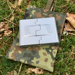 Esbit Kocher Pouch Canvas Bushcraft Trekking Camping Flecktarn German Camouflage Bikepacking Outdoor Cooking Feuer