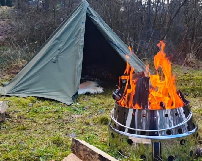 Lavvu tent set "Fyn" Canvas Olive Green for 2 people with zipper and bag Bushcraft Camping Trekking Hunting Fishing Outdoor Tipi