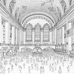 NYC Fine Line Drawing: Grand Central Terminal | Line Art, NYC Wall Art, New York Cityscapes, New York Art Print, NYC Art, Limited Edition