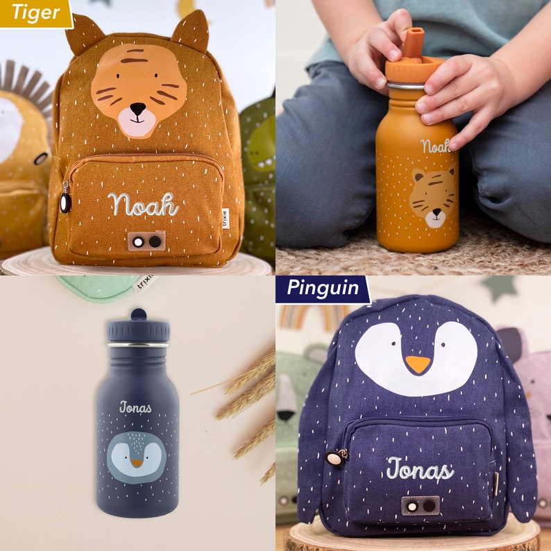 MOCHILA INFANTIL BORDADA con NOMBRE / personalizada como set con biberón para guardería / excursión / regalo infantil / Trixie / Ratoncito / etc. imagen 7