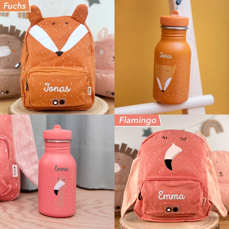 MOCHILA INFANTIL BORDADA con NOMBRE / personalizada como set con biberón para guardería / excursión / regalo infantil / Trixie / Ratoncito / etc. imagen 9