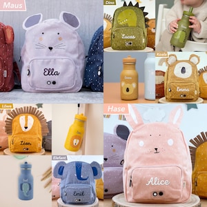 MOCHILA INFANTIL BORDADA con NOMBRE / personalizada como set con biberón para guardería / excursión / regalo infantil / Trixie / Ratoncito / etc. imagen 2