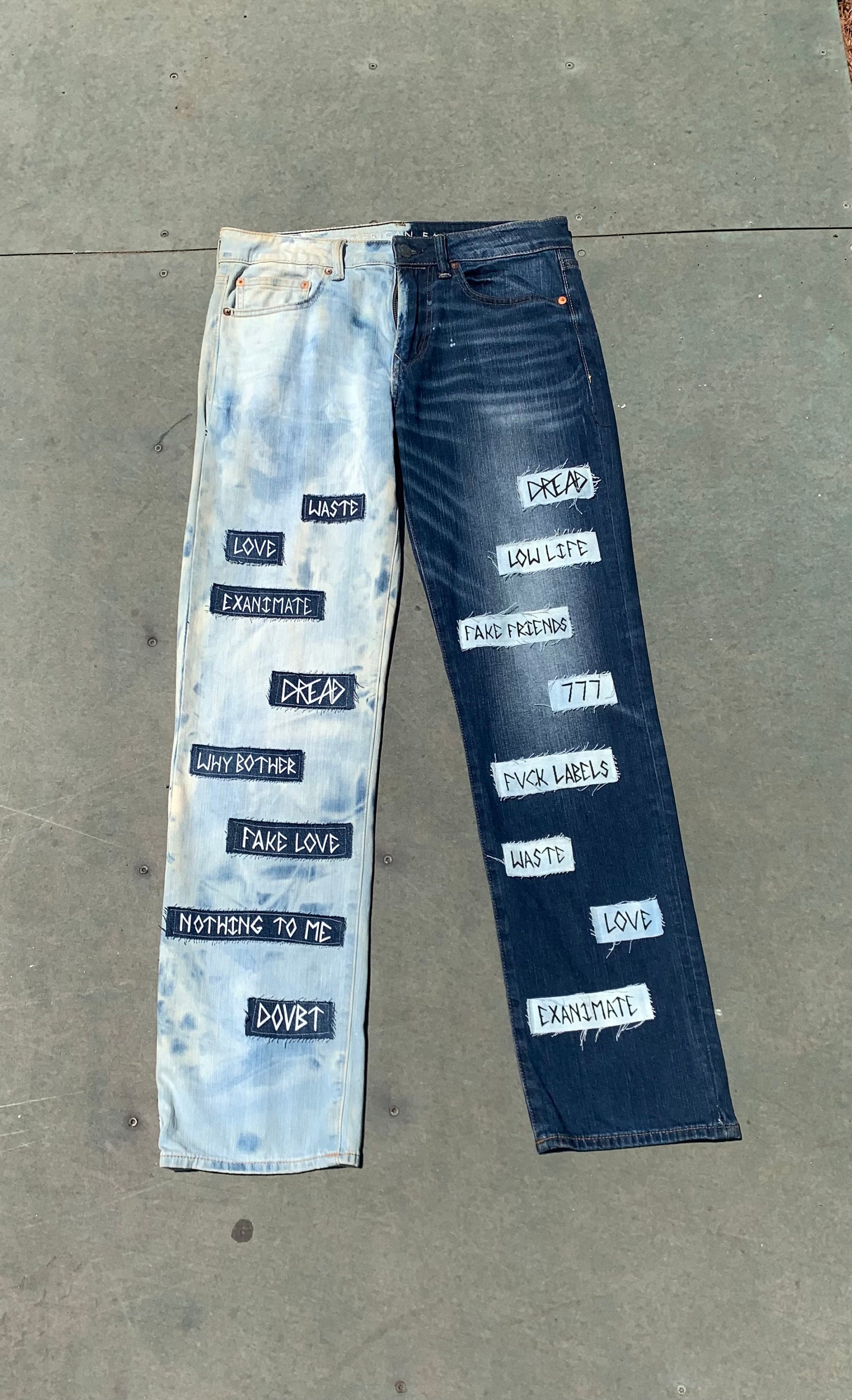 Bleached Patchwork Jeans - Etsy