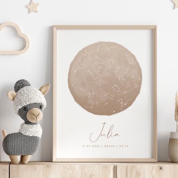 Personalized star map poster | Custom birth gift | Pregnancy gift baby birth poster | Digital download