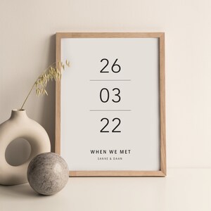 Affiche de date personnalisée | Affiche avec nom et date | Cadeau Mariage & Anniversaire | Cadeau pour femme | Cadeau pour homme