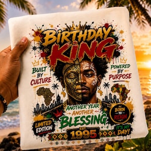 Afro King verjaardagsshirtontwerp, gemaakt vanuit cultuur, gedreven door een doel (digitale download)