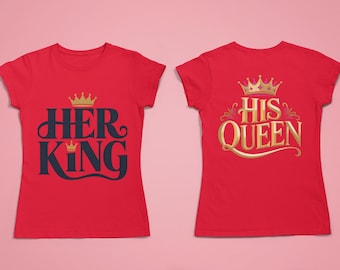 Her King His Queen SVG | Couple T-Shirt Design (Digital Download)