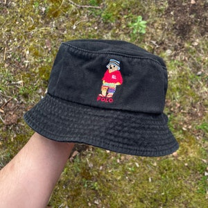 Vintage Polo Bear Golf Bear Bucket Hat, Chapeau, Everyday Cotton