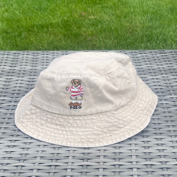 Vintage Polo Bear Casual Sweater Bear Bucket Hat, Everyday Cotton Bucket Hat unisex Trendy Outdoor Hot Fun Summer Beach Vacation Headwear