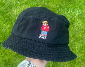 Red and black polo bucket hat sale