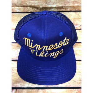NOS Vintage Starter The Eastport Minnesota Vikings Script Snapback Hat Mesh (b45)