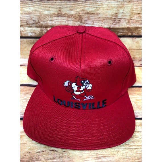 NOS Vintage University of Louisville Red Snapback Hat Twins 