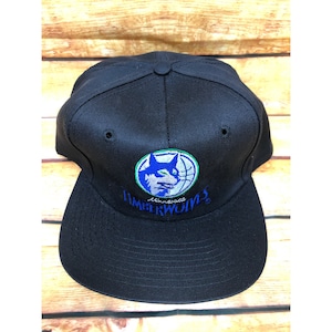 NOS Vintage Minnesota Timberwolves Black Snapback Hat Twins Enterprise (a45)