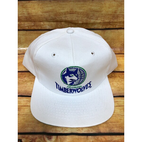 NOS Vintage MINNESOTA TIMBERWOLVES White Snapback Hat Twins Enterprise