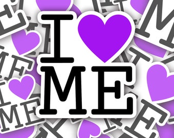 I Love Me Purple Heart Sticker in Matte, Glossy, or Holographic Finish