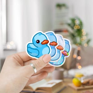 Cartoon Rubber Ducky Stickers, Blue Rubber Ducky Decal, Stickers for Laptops, Tablets, Water Bottles, and More!