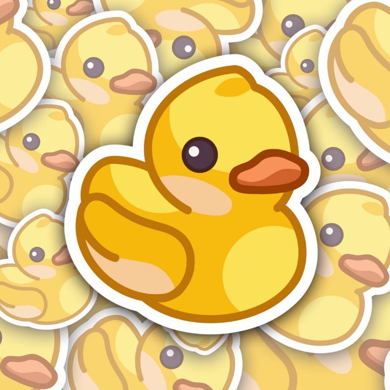 Ducky Sticker Cartoon Rubber Ducky Sticker: Yellow Vinyl Decal - Etsy