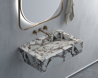 Rectangular Calacatta viola marble wash basin, Marble Sink, Bathroom Sink Basin, Natural Stone Sink, luxury design bathroom