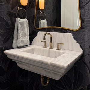 Handmade Calacatta White Marble Sink: Backsplash Bathroom Vessel Sink