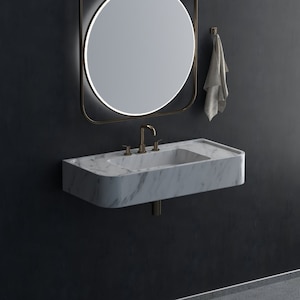 Rechteckiges Calacatta Marmor Waschbecken, Marmor Waschbecken, Waschbecken aus Naturstein, Luxus Design Badezimmer