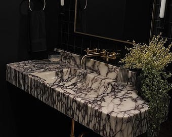 カラカッタ ヴィオラ 大理石シンク（三面リブ付き）、大理石シンク、カスタムオーダー大理石シンク、手彫り大理石シンク、壁掛けシンク