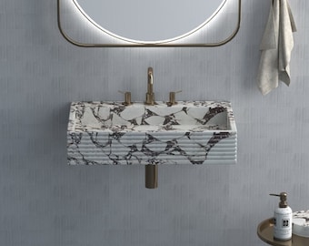 Rectangular Calacatta viola marble wash basin, Marble Sink, Bathroom Sink Basin, Natural Stone Sink, luxury design bathroom