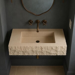 Travertine marble sink, luxury interior bathroom handmade stone sink wash basin, high quality white stone sink,