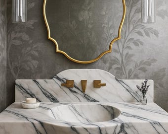 Calacatta Viola Marble Sink Marble Sink, Custom Order Marble Sink, Hand Carved Marble Sink, Wall Mount Sink