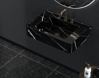 Black Marble washbasin Luxury Sink, Premium Wash Basin,White Marble ,Handmade Marble Bathroom Vanity Sink