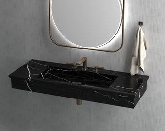 Rectangular Black marble wash basin, Marble Sink, Bathroom Sink Basin, Natural Stone Sink, luxury design bathroom rectangular vanity sink