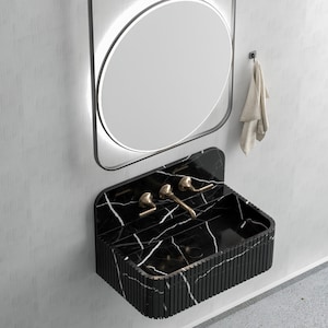 Handmade Black Marble Vessel Sink: Custom Bathroom Countertop