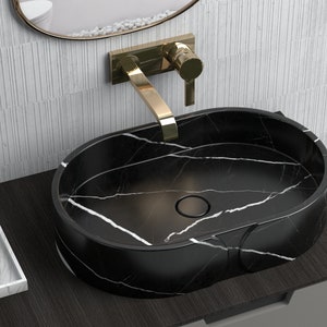 Black marble wash basin, Marble Sink, Bathroom Sink Basin, Natural Stone Sink, luxury design bathroom rectangular vanity sink