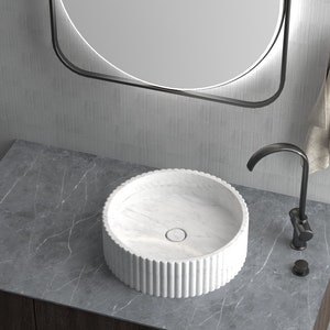 Oval round stone sink, marble white natural handmade wash basin, bathroom high end quality equipment, perfect decor luxury piece