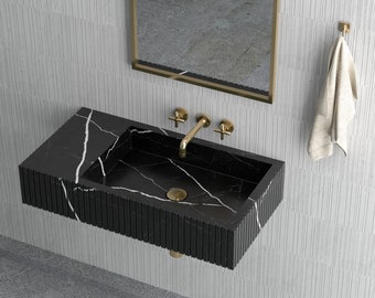 Rectangular Black marble wash basin, Marble Sink, Bathroom Sink Basin, Natural Stone Sink, luxury design bathroom rectangular vanity sink