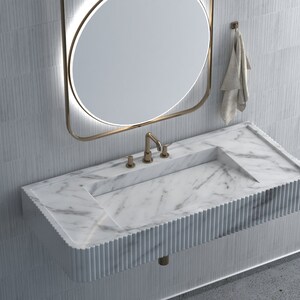 Long marble sink, luxury interior bathroom handmade stone sink wash basin, high quality white stone sink, unique design