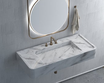 Long marble sink, luxury interior bathroom handmade stone sink wash basin, high quality white stone sink, unique design
